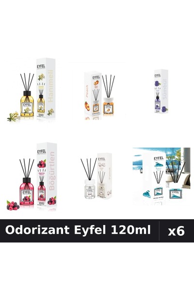 Eyfel Set 6 Odorizante Camera Betisoare - 6 Arome Asortate, 120ml Parfum