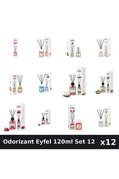 Eyfel Set 12 Odorizant Camera Betisoare 120ml - 12 Arome Asortate, Parfum Intens