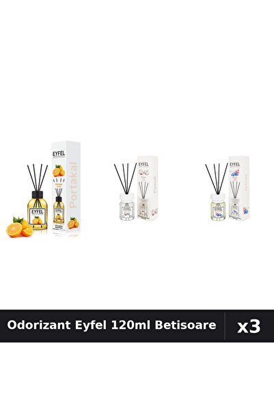 Eyfel Set 3 Odorizant Camera Betisoare 120ml - Portocala, Bumbac, Orhidee