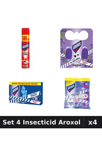Aroxol Set 4 Produse Anti-Insecte - Pastile/Spirale Anti-Insecte Aroxol, Spra...