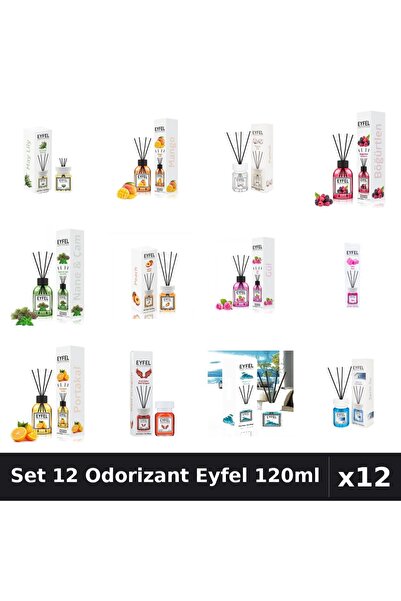 Eyfel Set 12 Odorizante Camera Betisoare, Bubble Gum, Bumbac, Cool Water, Fru...
