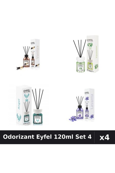 Eyfel Set 4 Odorizant Camera Betisoare 120ml - Vanilie, Iasomie, Angel, Lavanda
