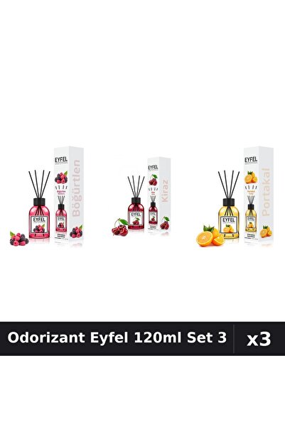 Eyfel Set 3 Odorizant Camera Betisoare 120ml - Cireșe, Fructe Pădure, Portocală
