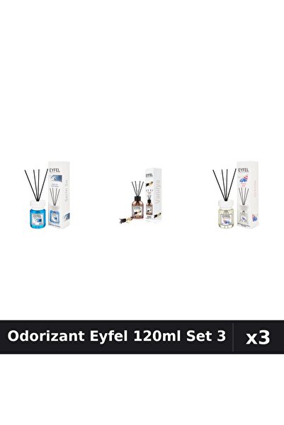 Eyfel Set 3 Odorizant Camera Betisoare 120ml - Cool Water, Vanilie, Orhidee