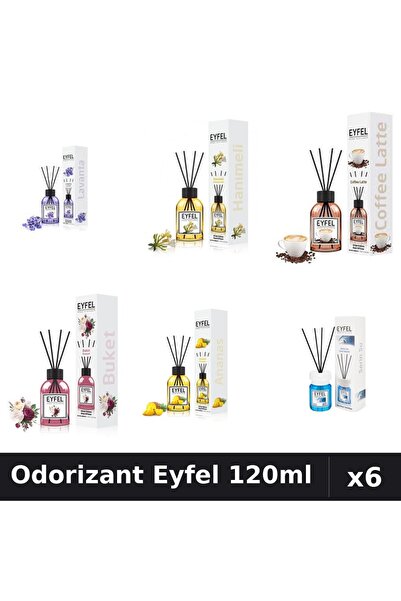 Eyfel Set 6 Odorizante Camera Betisoare - 6 Arome Asortate, 120ml Parfum