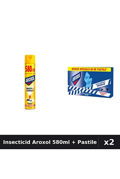 Aroxol Set 2 Insecticid - Spray 580ml + Pastile 60 Bucati - Protectie Gandaci...