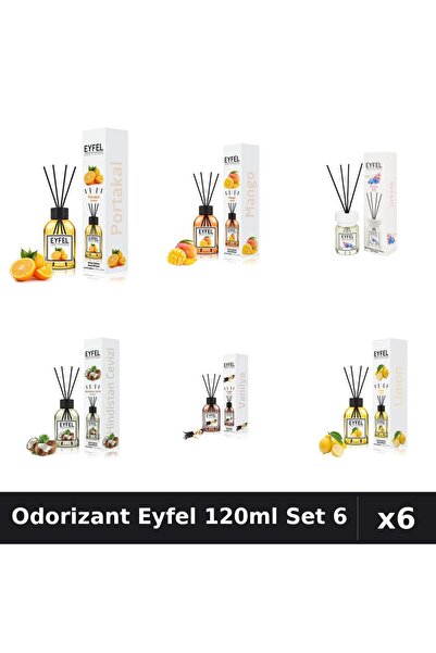 Eyfel Set 6 Odorizante Camera Betisoare - 6 Arome Asortate, 120ml Parfum