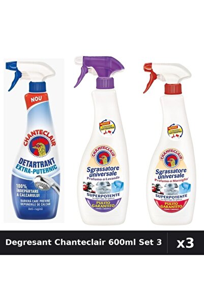 Chanteclair Set 3 Degresant Universal 600ml - Lavanda, Marsilia, Detartrant 6...