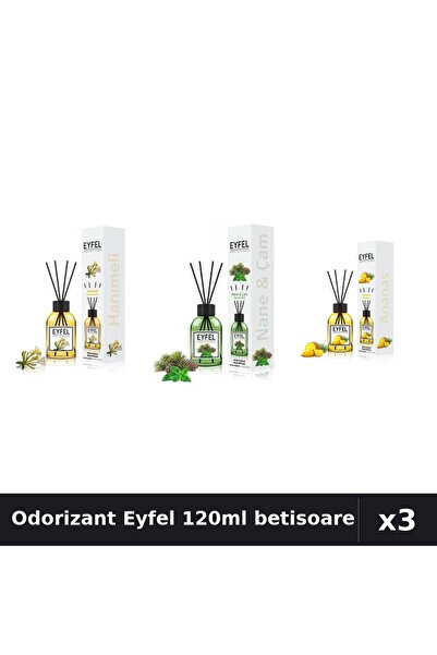 Eyfel Set 3 Odorizant Camera Betisoare 120ml - Ananas, Mână Maicii Domnului, Pin
