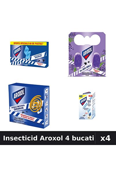 Aroxol Set 4 Insecticid - Pastile/Spirale 60+10+2 buc, Aparat Electric - Prot...