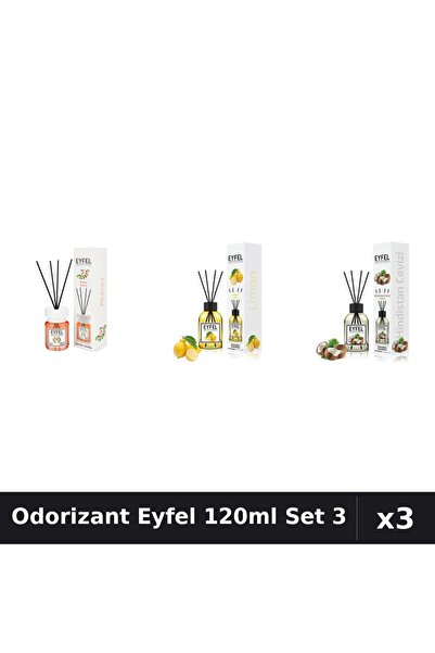 Eyfel Set 3 Odorizant Camera Betisoare 120ml - Acacia, Lamaie, Nuca Cocos