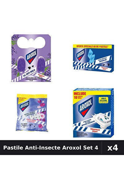 Aroxol Set 4 Pastile Anti-Insecte - 2, 20, 60 bucati - Protectie Completa Gan...