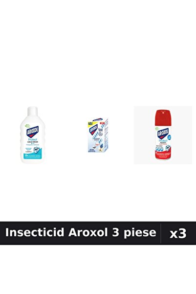 Aroxol Set 3 Insecticid - Loțiune Repelent, Spray 100ml, Aparat Electric - Pr...