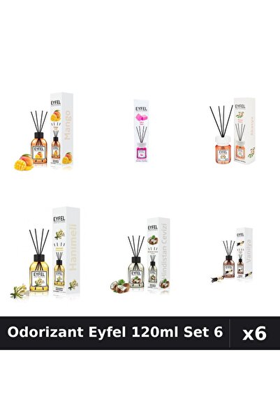 Eyfel Set 6 Odorizante Camera Betisoare 120ml - 6 Arome: Mango, Vanilie, Coco...