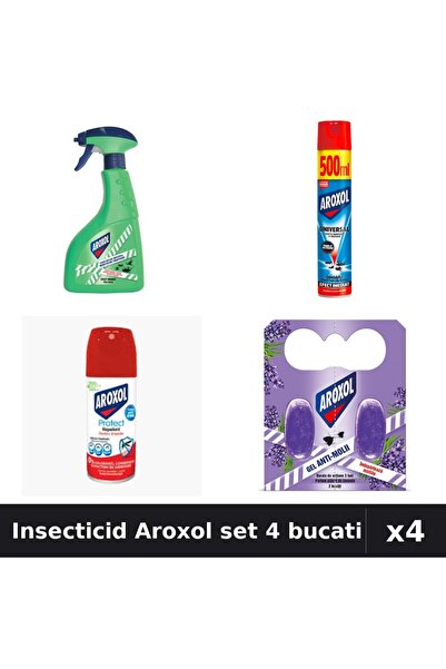 Aroxol Set 4 Spray Insecticid 400ml, 500ml, 100ml + Pastile Anti-Insecte - Pr...