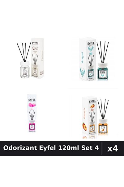 Eyfel Set 4 Odorizant Camera Betisoare 120ml - Angel, Bubble Gum, Bumbac, Pie...