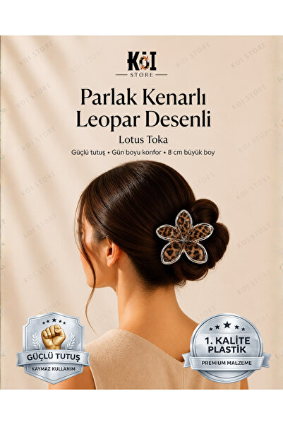 Koi Store Parlak Kenarlı Leopar Desenli Lotus Toka