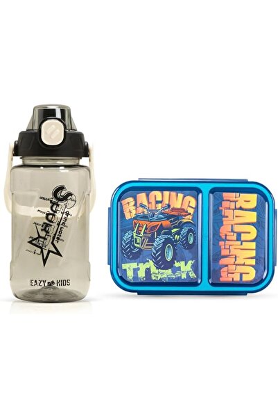 Generic Bento lunch box with 2 sections and water bottle from Nova Kids - Blu...