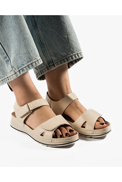 ALOGO Women's Beige Sandals Made of Ecological Leather Zoha