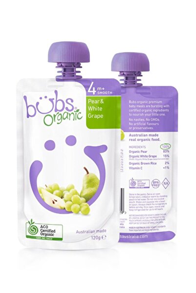 Bubs organic Organic Bubs Pear & White Grape 120Gm