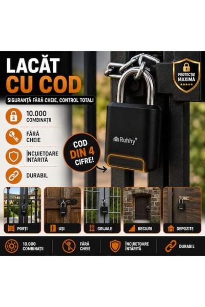Ruhhy 4-digit code padlock, Water resistant