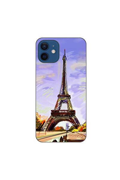 OEM Husa compatibila cu Apple iPhone 12 Silicon Gel Tpu Model Desen Turnul Ei...