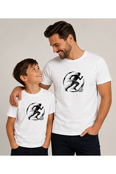 ASELİNDA Football Player Printed Men's White T-Shirt, Short Sleeve Crew Neck ...