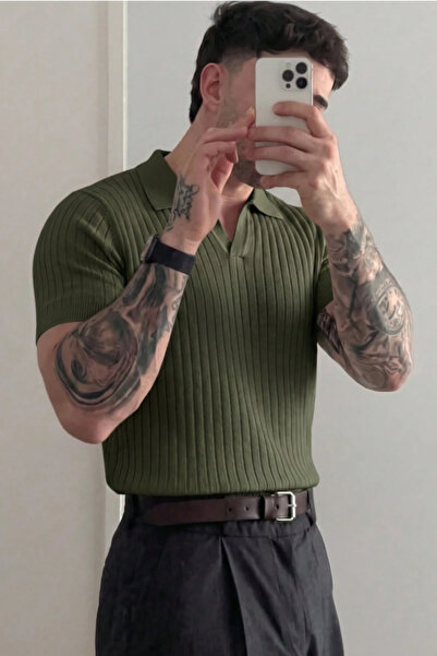 BLUE STREET Premium Ribbed Knitwear Polo Collar Men's Old Money T-Shirt