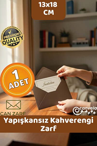CANVELA Premium Kahverengi Zarf 13x18 cm Mektup Kartpostal Davetiye Zarfı