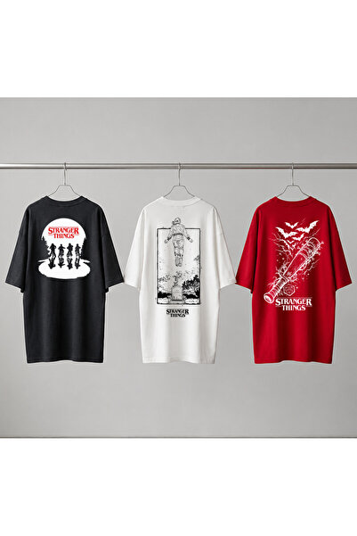 Grafftee Clothing Σετ 3 μπλουζών Stranger Things με ειδικό σχέδιο, τυπωμένο, ...
