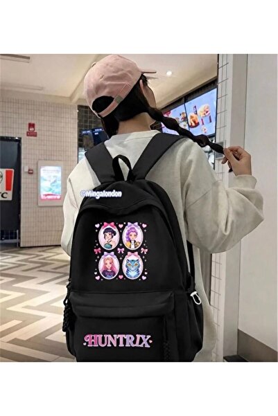 TheWeekend Siyah Huntrix Baskılı Okul Sırt Çantası-TheWeekend