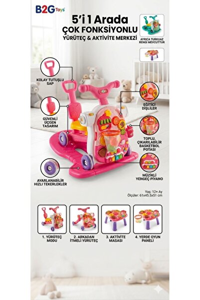 ÖYKÜ BEBEK DUNYASI 5 IN 1 İLK ADIM-YÜRÜTEÇ EĞİTİCİ OIYUNCAK AKTİVİTE MASASI W...