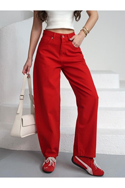 XBELLA DENİM Pants Light Red Skater New Season