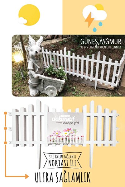 Morpanya Verde Dekoratif Bahçe Çiti 25 adet Beyaz Plastik Çit Çiçek Çiti Peyz...