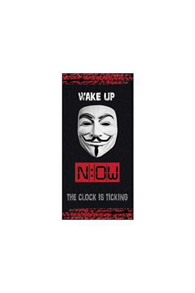 OEM Prosop Premium Negru cu Model "Anonymous" pentru Plaja 150x75cm