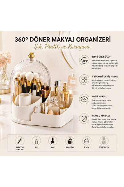 ARBU PLASTİK Makyaj Organizeri Mega Döner Standlı 9 Bölmeli