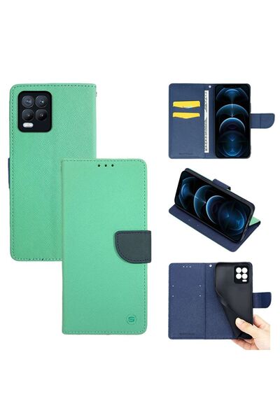 Sonique Θήκη Πορτοφόλι Trend Wallet Realme 8 / Realme 8 Pro Βεραμάν / Σκούρο ...