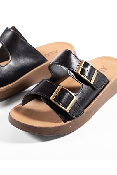 ALOGO Women's Black Slipper Made of Eku Ecological Leather