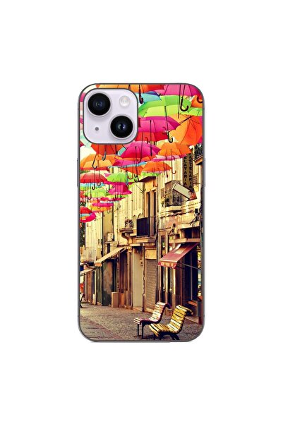 OEM Husa compatibila cu Apple iPhone 14 Silicon Gel Tpu Model Strada Umbrele ...