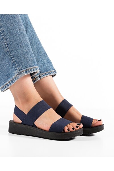 ALOGO Women's Blue Sandals with Elastic Straps Mann