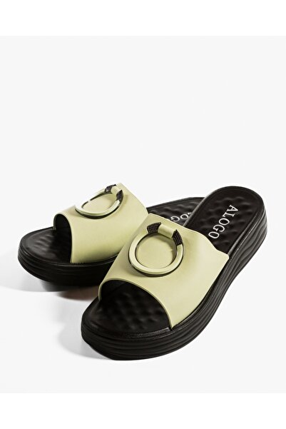 ALOGO Women's Light Green Slipper Made of Ette Eco- Leather