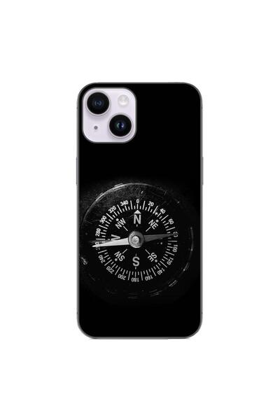OEM Калъф, съвместим с Apple iPhone 14, силиконов гел TPU, с винтидж компасен...
