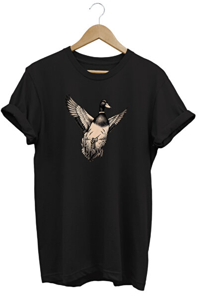 remonz Μπλουζάκι Unisex με στάμπα με εικονογράφηση πάπιας και κυνηγού, με λαι...