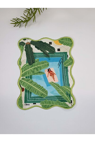 decofav Tropical Pool Embroidery Edge Cocktail Napkin 1 Piece