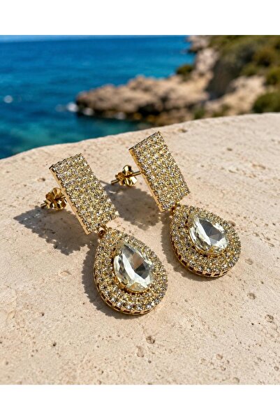 Shinestar atelier Taşlı Sallantılı Kadın Küpe Damla Form Şık Abiye Küpe | Lio...
