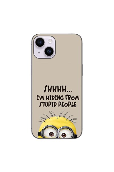 OEM Husa compatibila cu Apple iPhone 15 Silicon Gel Tpu Model Mesaj Minion Shhhh