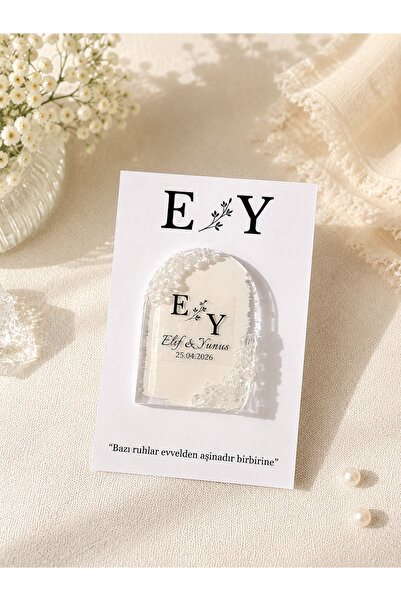 Zarif Souvenirs Taşlı Magnet Söz Nişan Nikah Düğün Hediyelik 10ADET