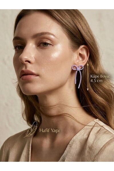 Nuveria Luna Ribbon - Korean Style Bow Earrings - Colorful Dangle Earrings fo...