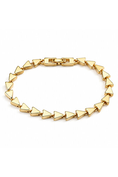 Selay Accessory سوار نسائي ذهبي اللون بتفاصيل مثلثة هندسية من الفولاذ