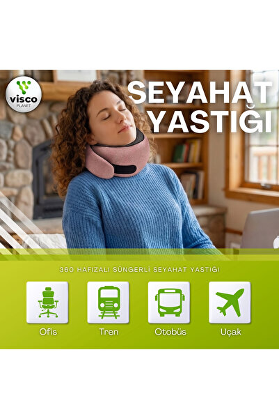 Visco Planet Ortopedik Spiral Boyun Destekli Seyahat Yastığı %100 Ortopedik Visko